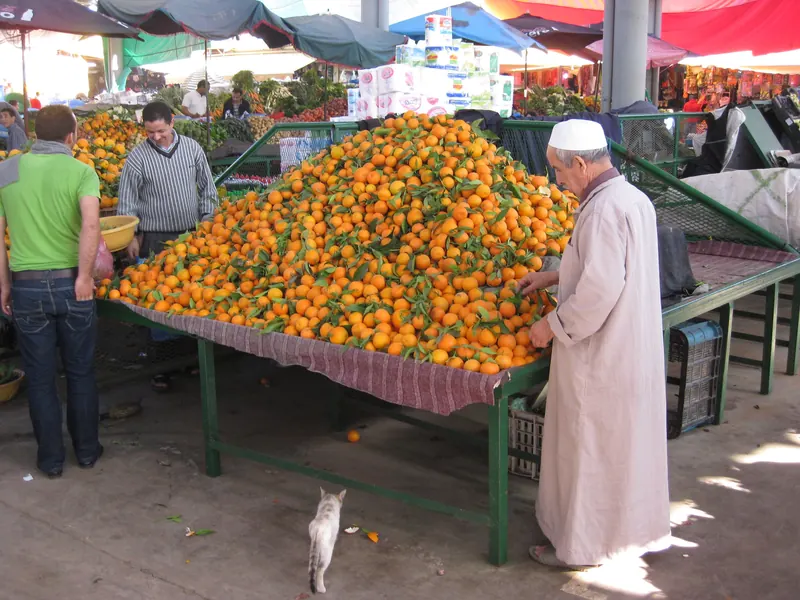 Oranges at a stall in Agadir's Marché Al Had in 2010