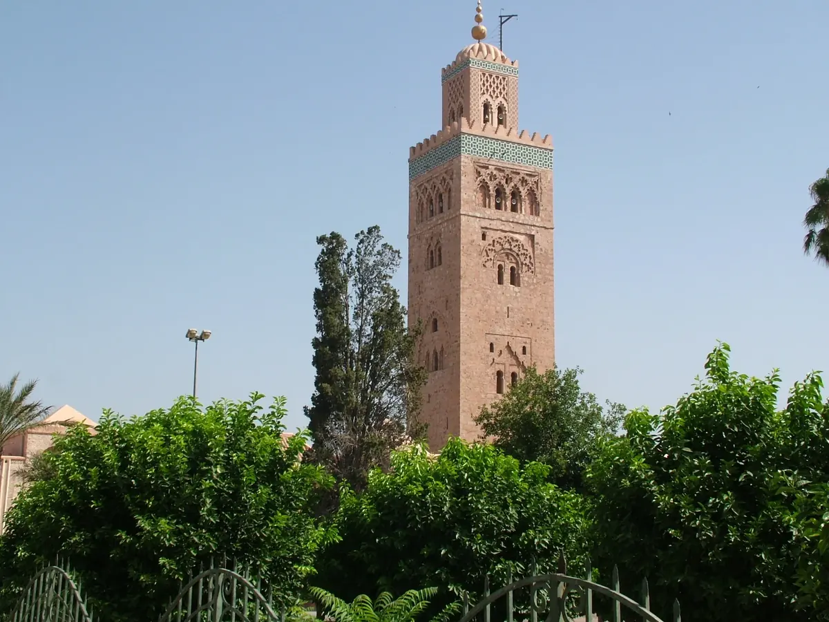 Koutoubia Mosque and its minaret in Marrakech, Morocco