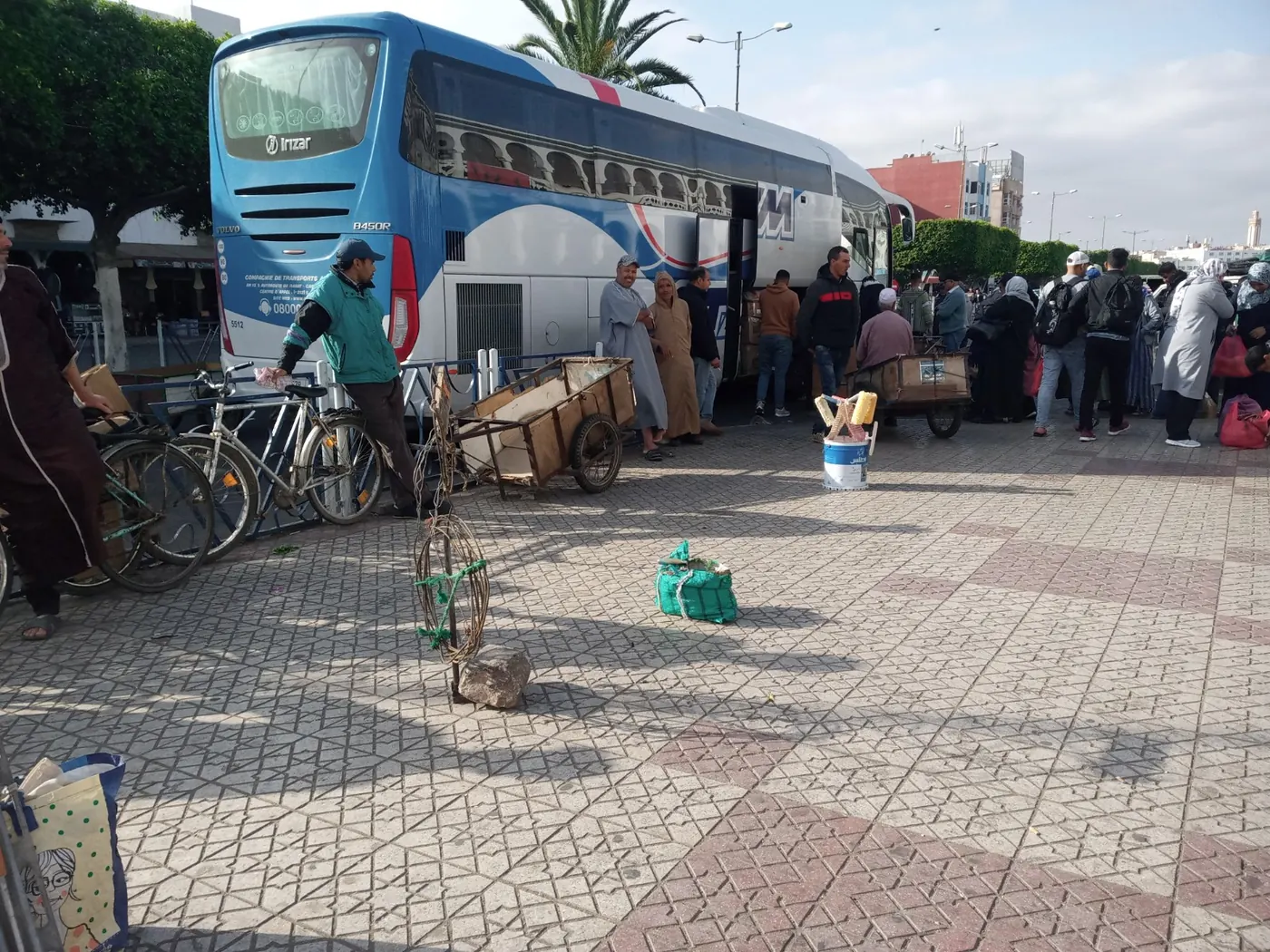 CTM coach loading passengers at the CTM stop in Inezgane, Morocco