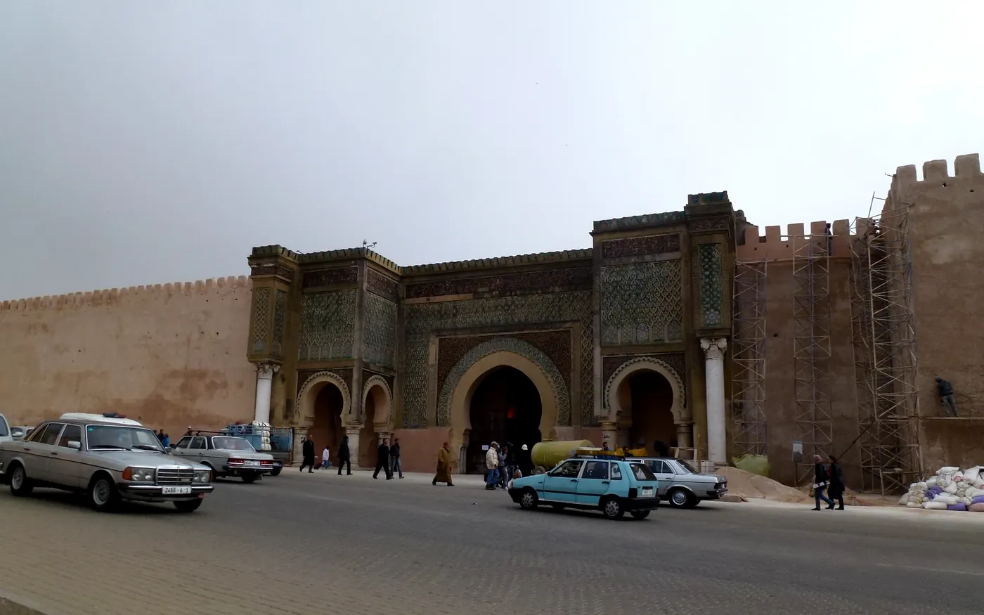 Bab Mansour and the edge of Place el Hedim in Meknes, photographed in 2014
