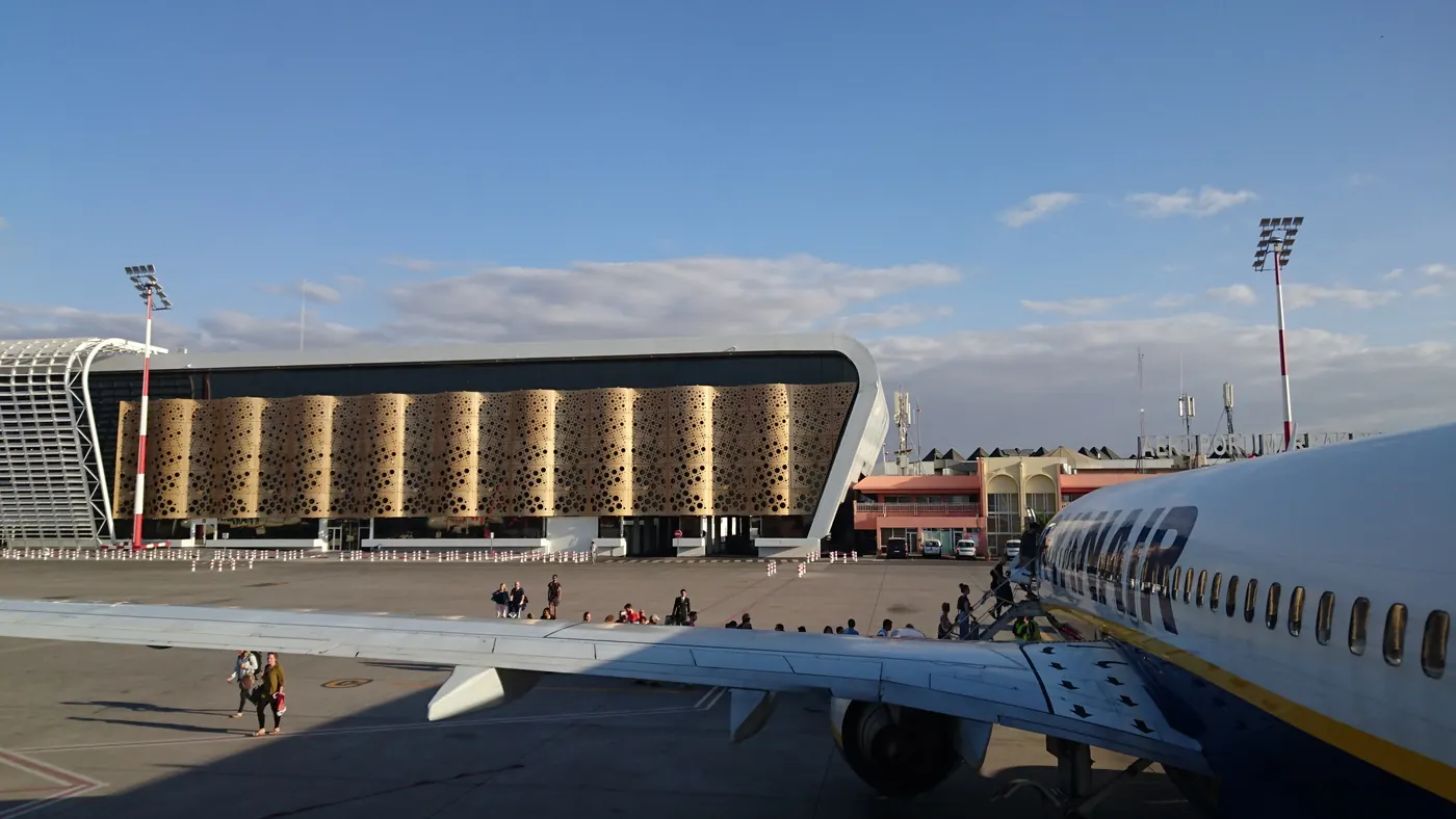 Exterior of the new terminal at Marrakech Menara Airport in Morocco