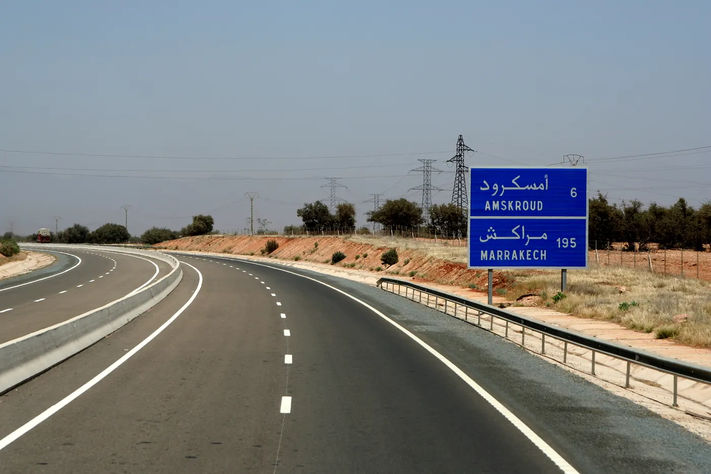 The A3 motorway in Morocco, photographed along the Casablanca–Agadir expressway.